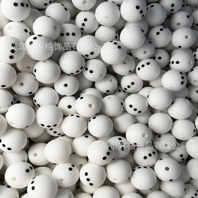Wholesale 50pcs DIY Christmas Snowman Christmas Tree Printing 15mm Silicone Beads